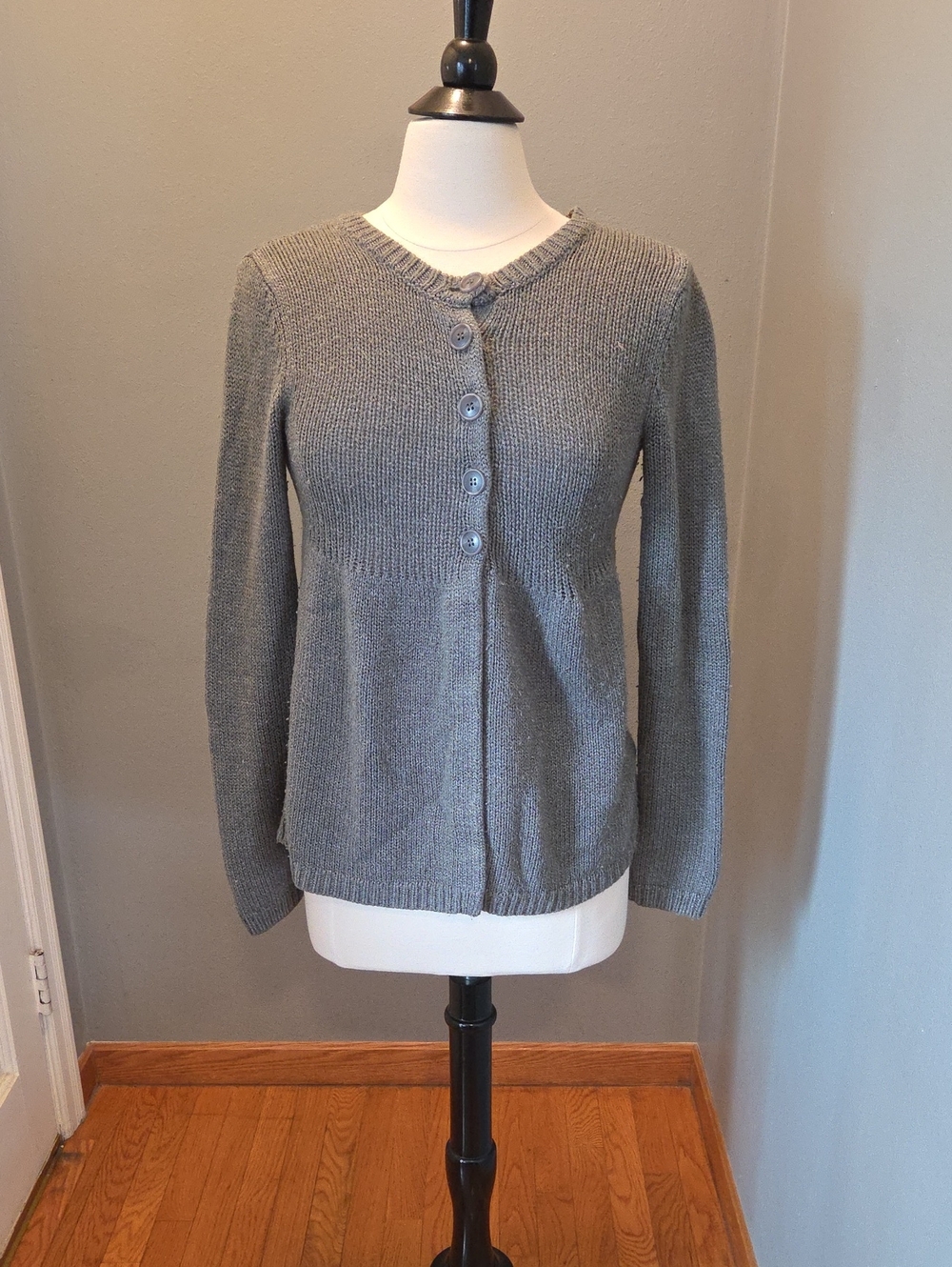 a.n.a Gray Button-Front Knit Cardigan